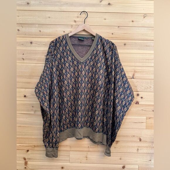 Vintage Bobby Jones Size XLarge Diamond Pattern Grandpa Sweater - Picture 1 of 13